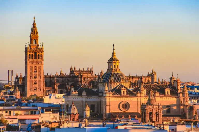 Flamenco show in Seville with dancers performing traditional Sevillanas