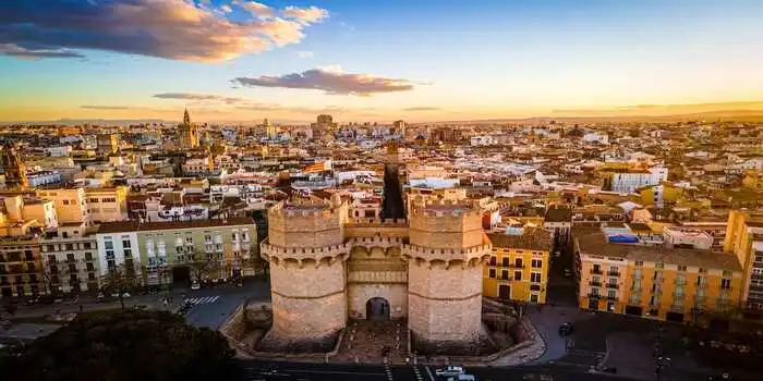 Things to do in Valencia showing City of Arts and Sciences, old town, and Mediterranean coastline